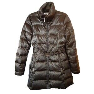 Laundry by Design Feather Down Puffy Coat Women's Medium Black Belted #2785